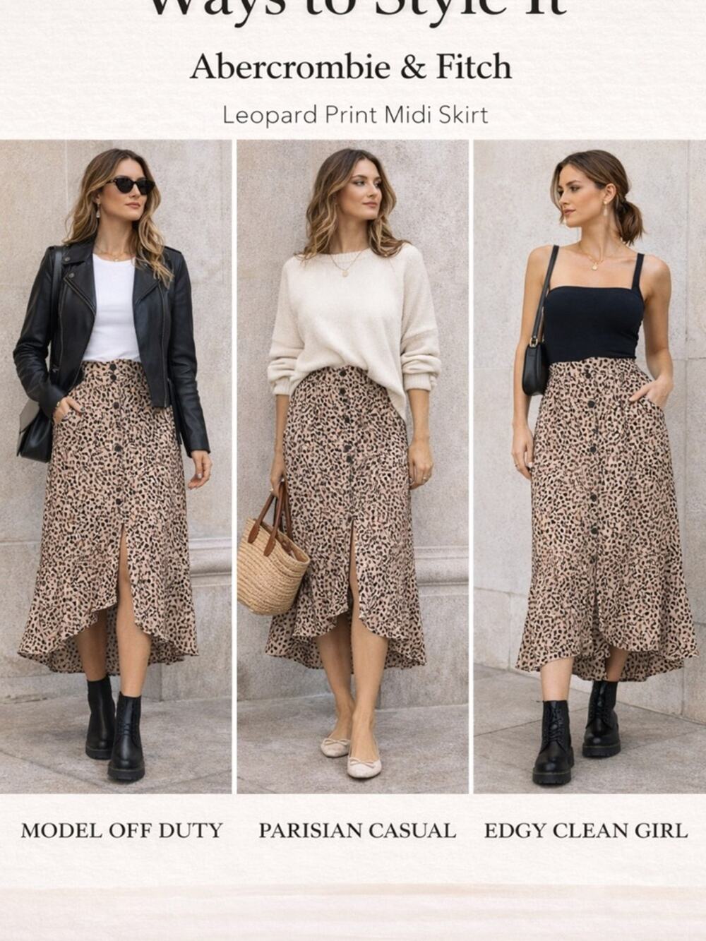 Leopard Midi Skirt Button Front High Low Flounce Hem 90s Style Size S